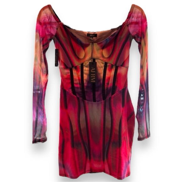 AFRM Novo Mini Dress in Rouge Metaverse - Picture 8 of 9